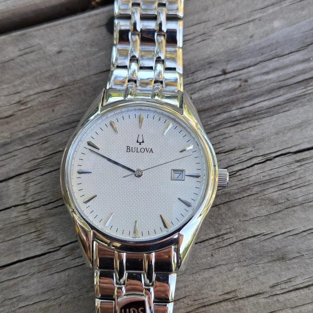 United Parcel Service BULOVA Men's Watch Stainless Steel 2 Diamond UPS Store EUC